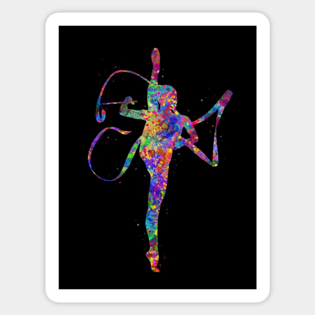 Rhythmic gymnastics watercolor art Sticker by Yahya Art